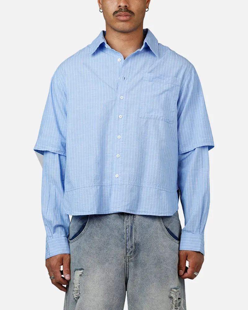 Mnml Chambray Double Layer Shirt Blue 1