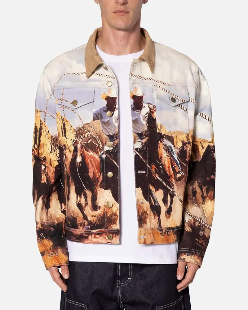 Mnml Cowboy Print Trucker Jacket Multi 1