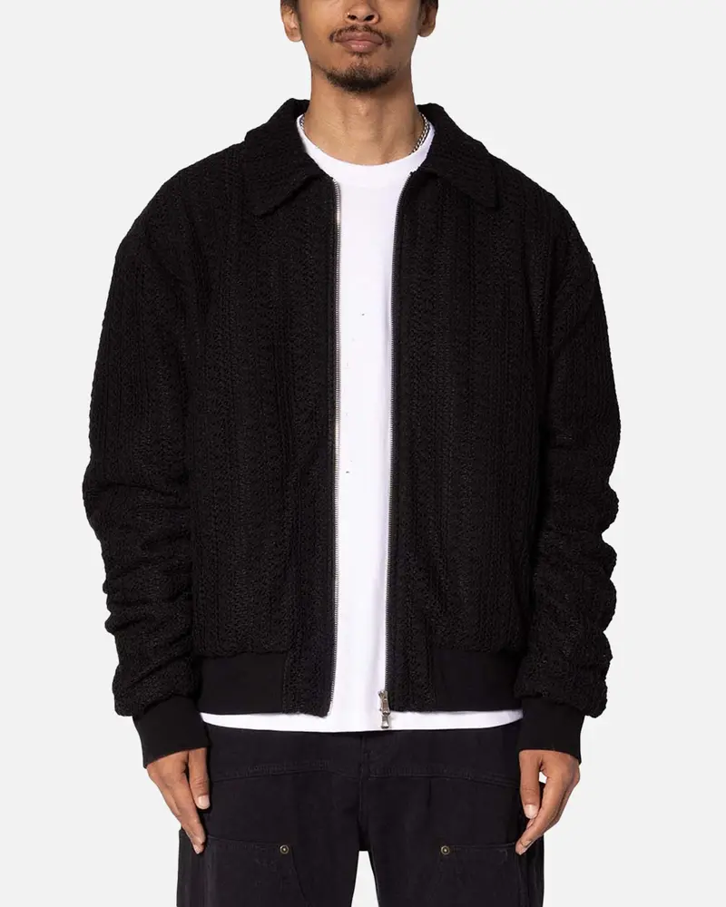 Mnml Crochet Bomber Jacket Black 1