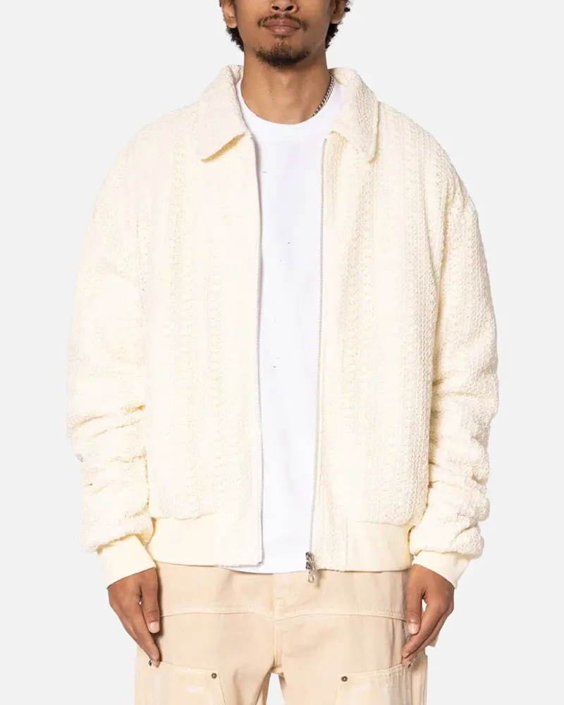 Mnml Crochet Bomber Jacket Cream 1