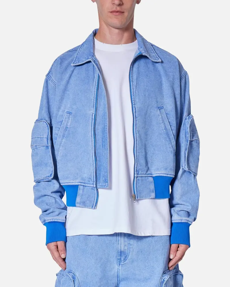 Mnml Cropped Denim Jacket Blue 1