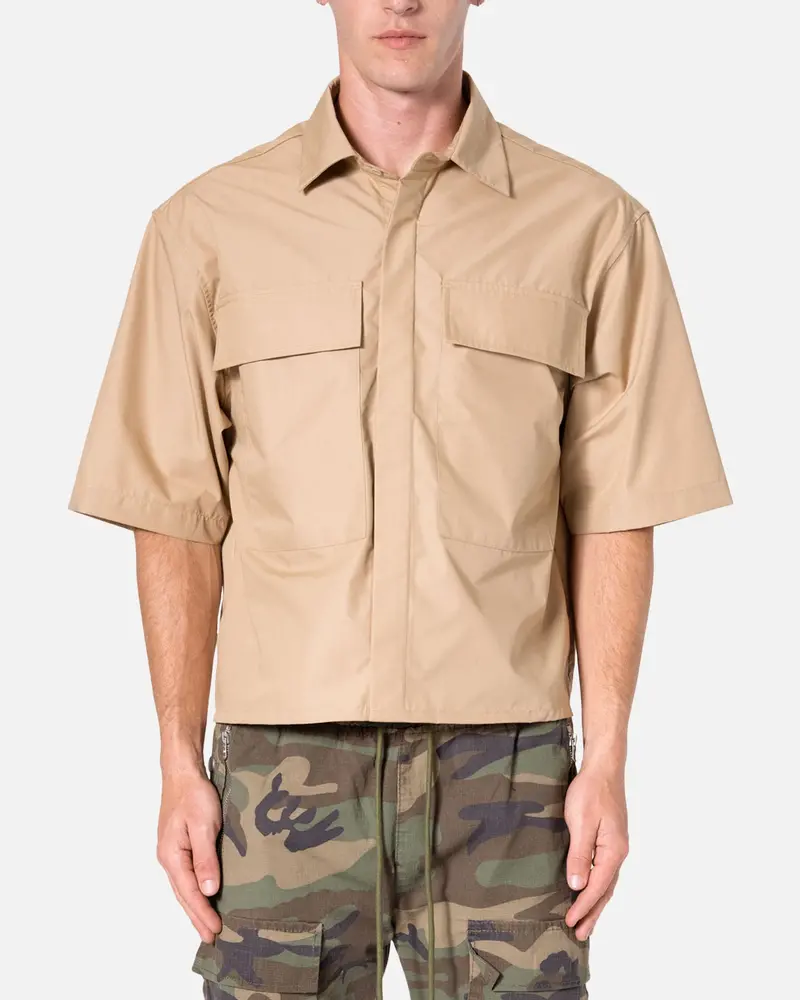Mnml Cropped Short Sleeve Shirt Khaki 1