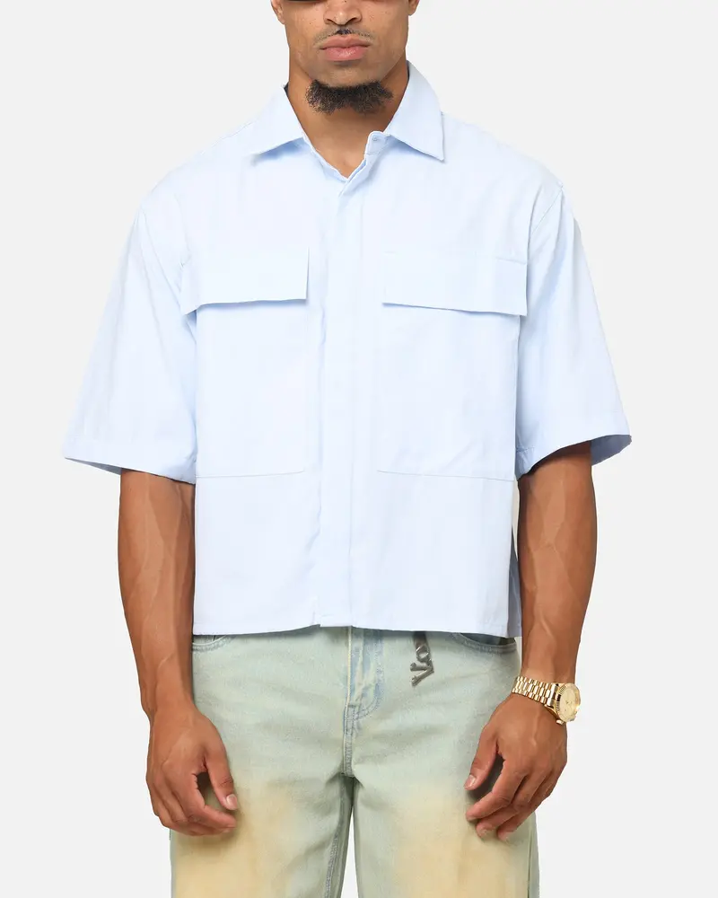 Mnml Cropped Short Sleeve Shirt Light Blue 1