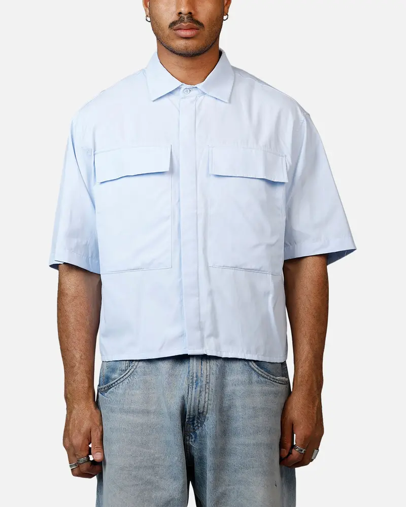 Mnml Cropped Short Sleeve Shirt Light Blue 1