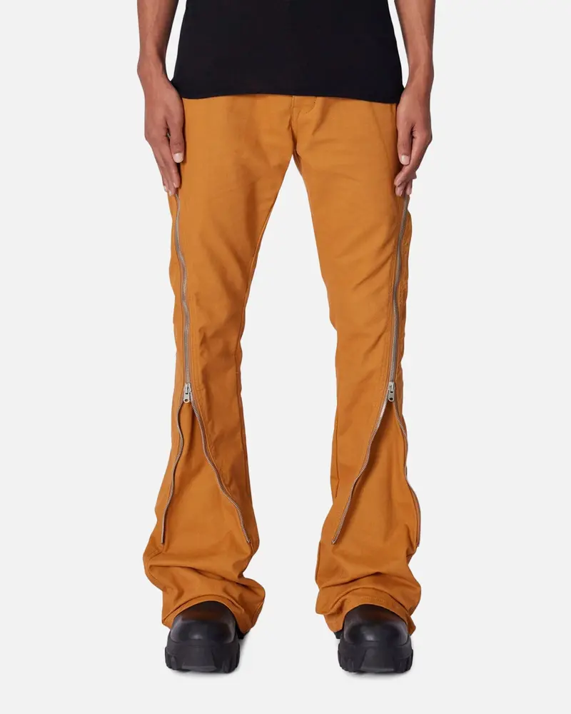 Mnml D519 Zipper Flare Denim Jeans Orange 1