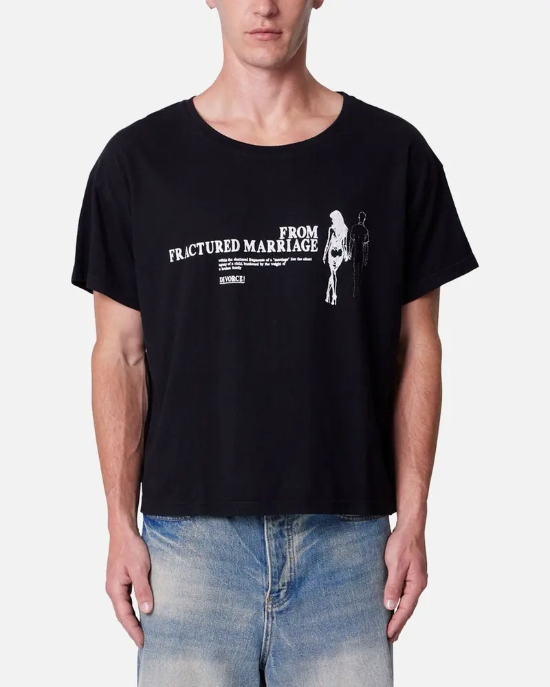 Mnml Distressed Wide Neck T-Shirt Washed Black 1