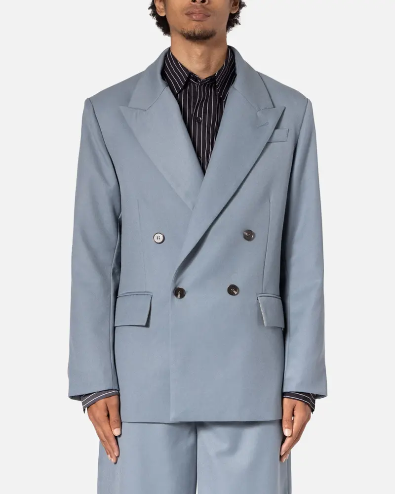 Mnml Double Breasted Suit Jacket Teal 1