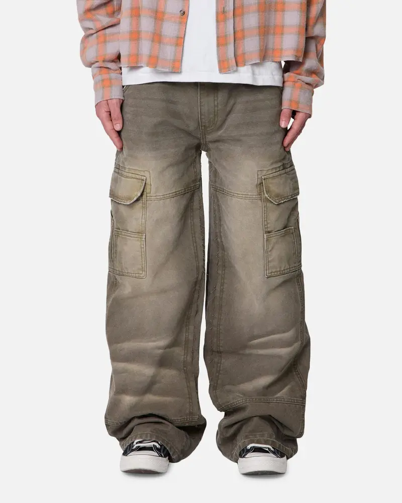 Mnml Double Knee Cargo Pants Olive 1