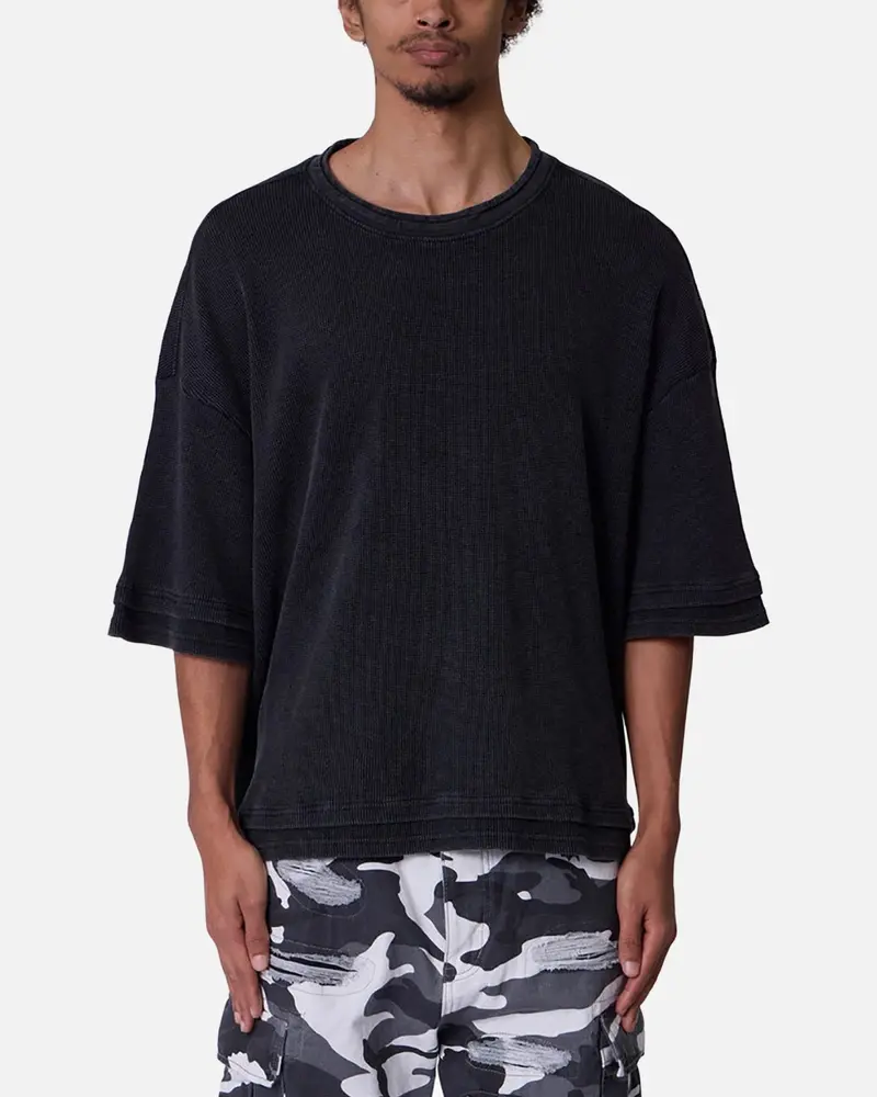 Mnml Double Layer Acid Washed T-Shirt Black 1