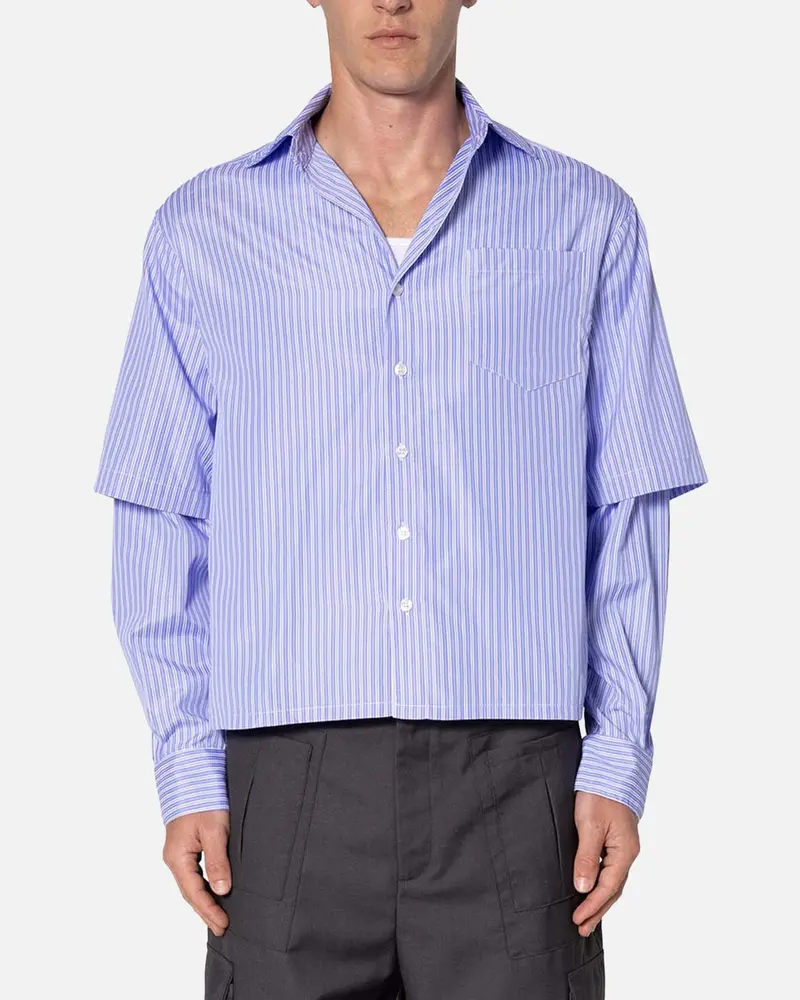 Mnml Double Layer Pinstripe Shirt Blue 1