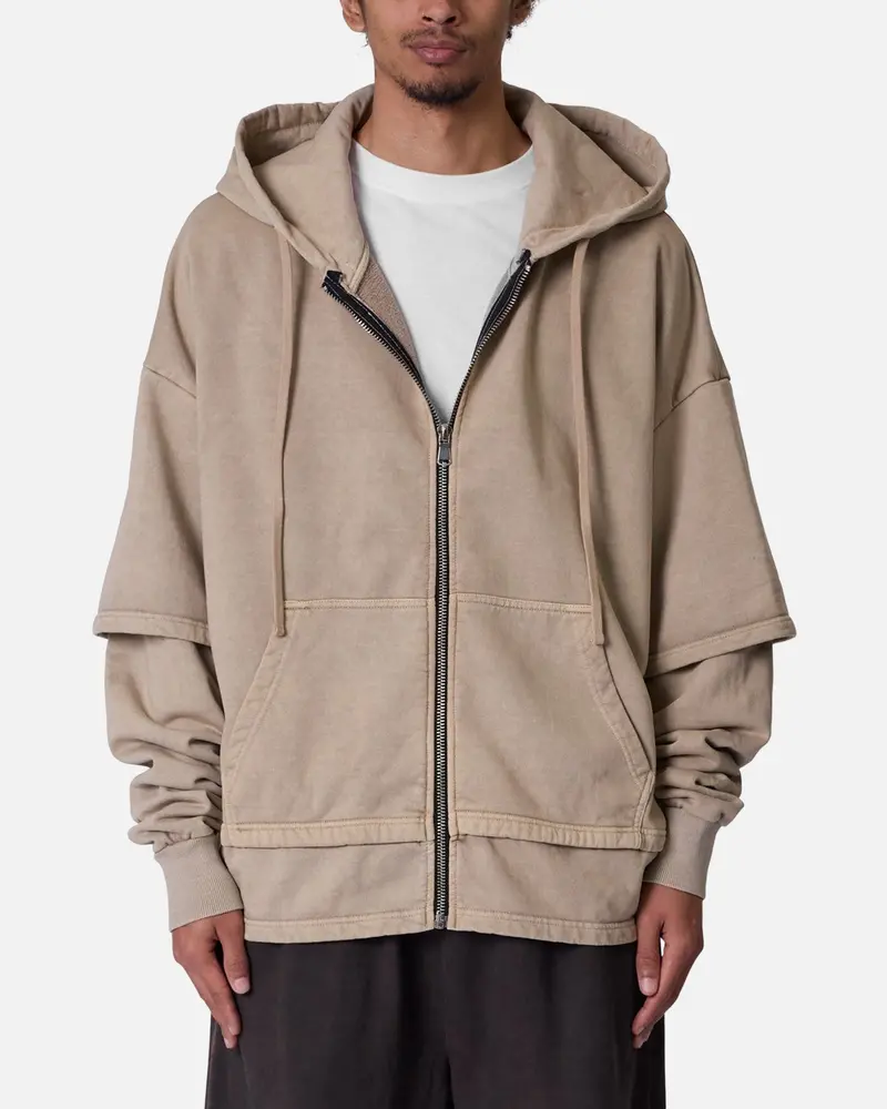 Mnml Double Layer Zipper Sweater Washed Earth 1