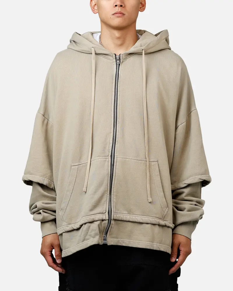 Mnml Double Layer Zipper Sweater Washed Earth 1