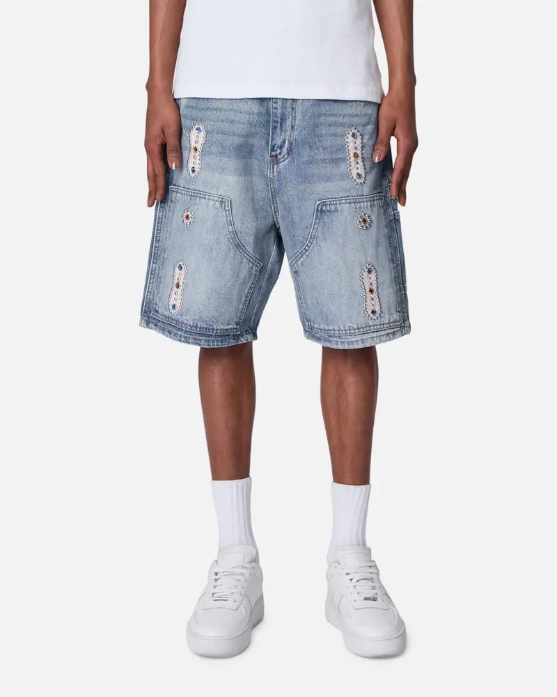 Mnml Double Western Jewel Denim Shorts Blue 1