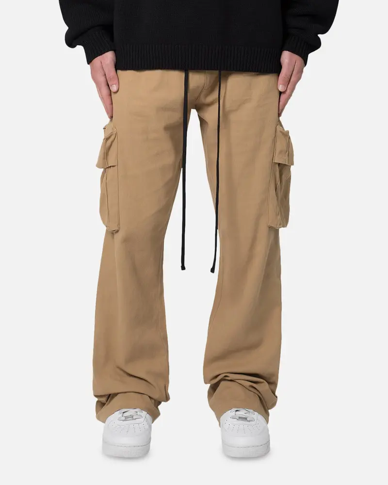 Mnml Drawcord Flare Cargo Pants Khaki 1