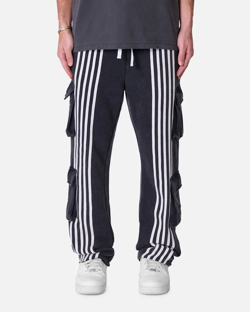 Mnml Front Stripe Sweatpants Washed Black 1