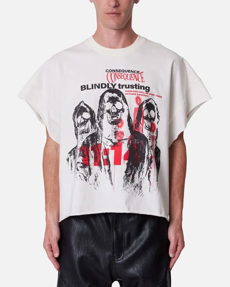 Mnml Grim Cutoff Muscle T-Shirt Off White 1