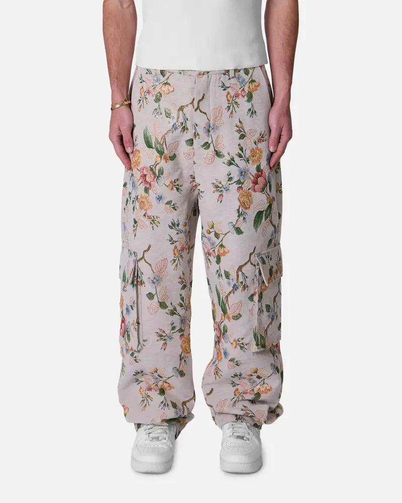 Mnml Jacquard Rose Cargo Pants Gold 1