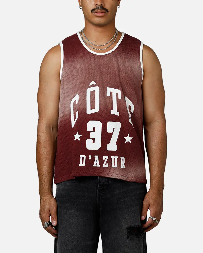 Mnml Jersey Pinnie Tank Burgundy 1