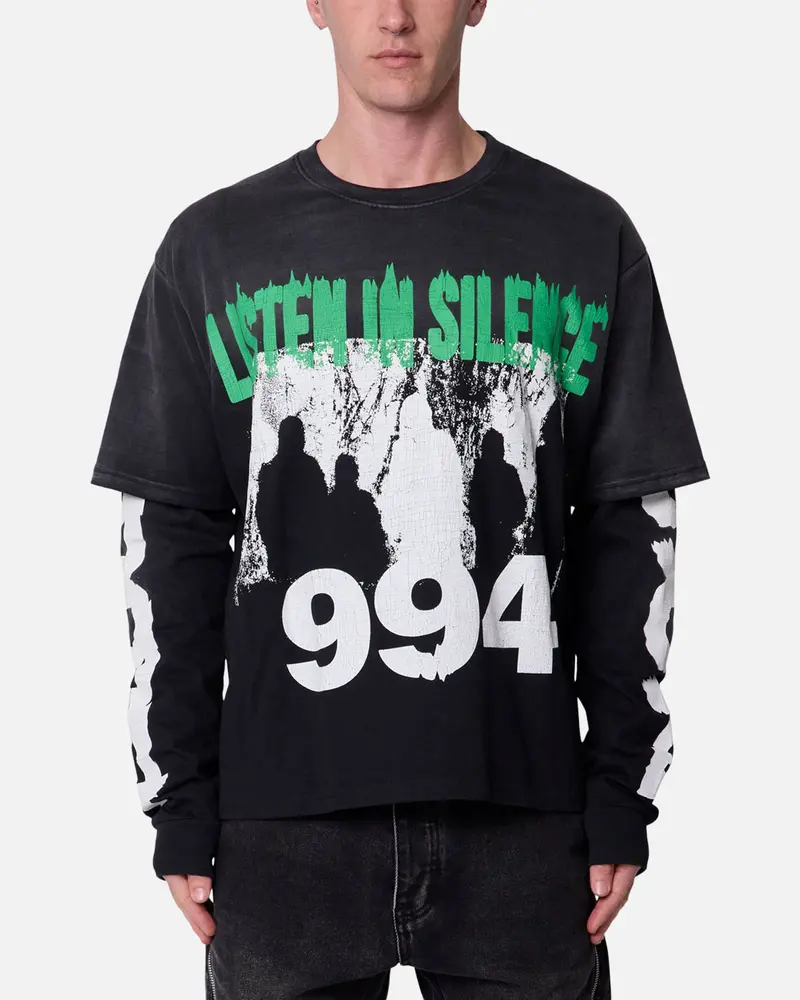 Mnml Listen In Silence Long Sleeve T-Shirt Black 1