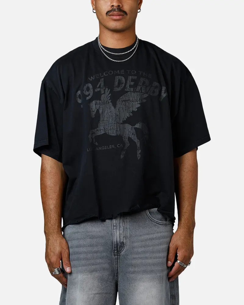 Mnml Moth Eaten Cropped T-Shirt Black 1