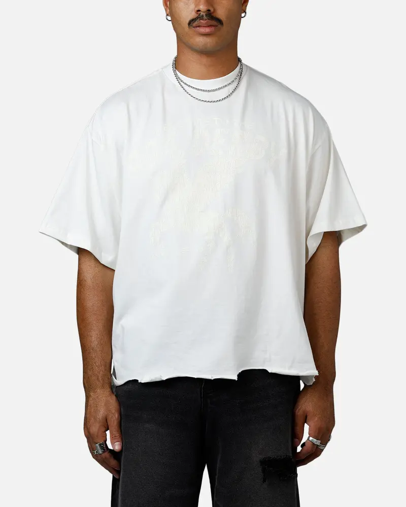 Mnml Moth Eaten Cropped T-Shirt White 1