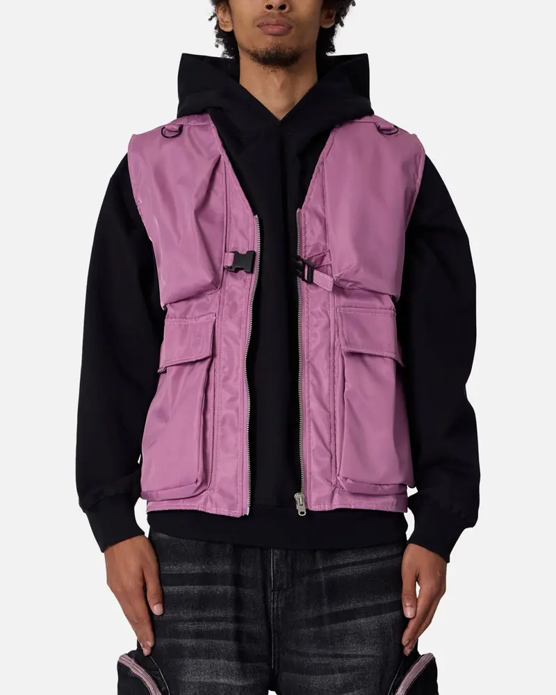 Mnml Nylon Utility Vest Pink 1