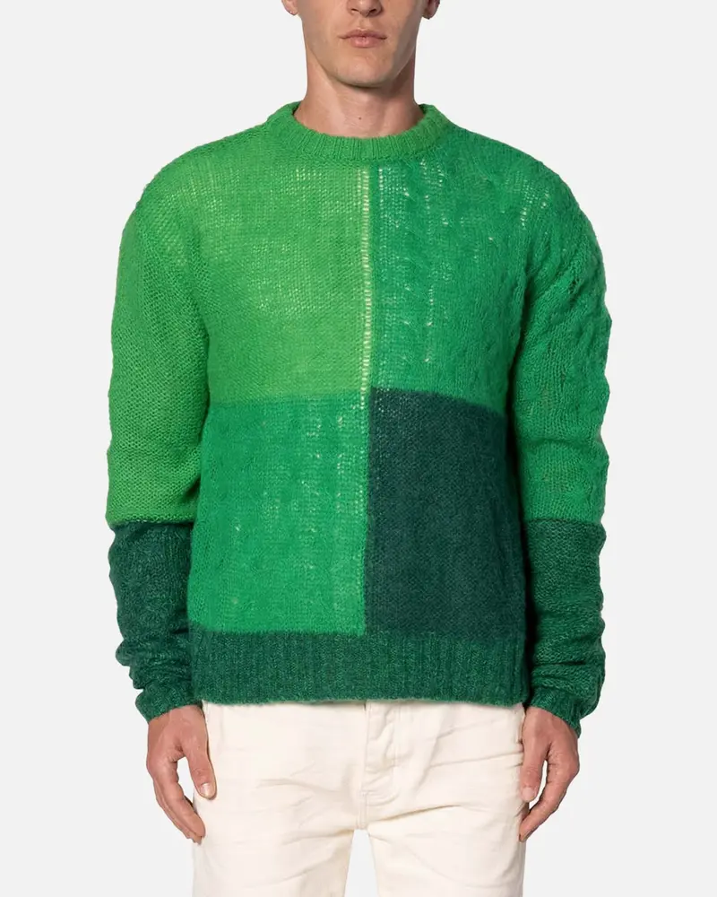 Mnml Open Knit Square Sweater Green 1