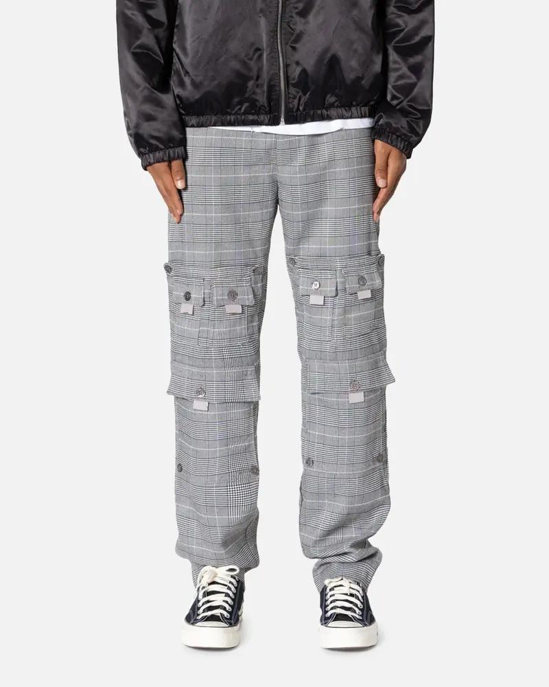 Mnml Plaid All Over Pocket Pants Grey 1