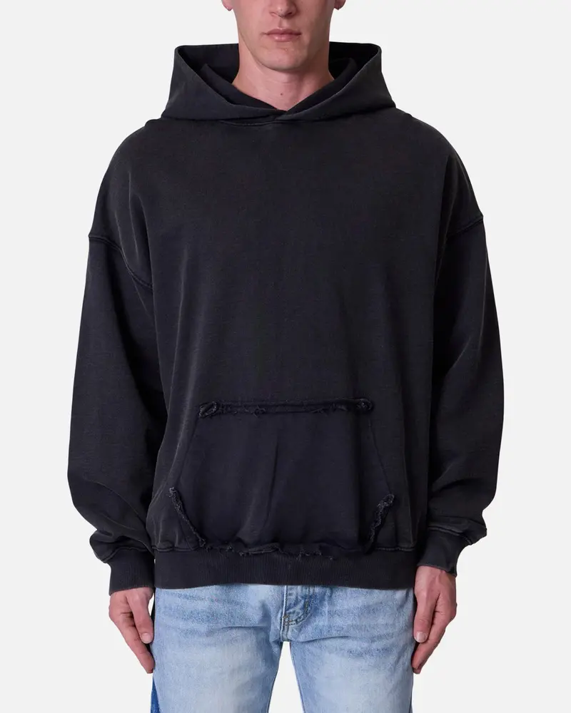 Mnml Raw Stitch Hoodie Black 1