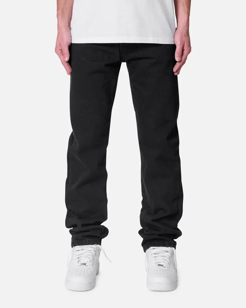 Mnml Raw Straight Denim Jeans Rinsed Black 1