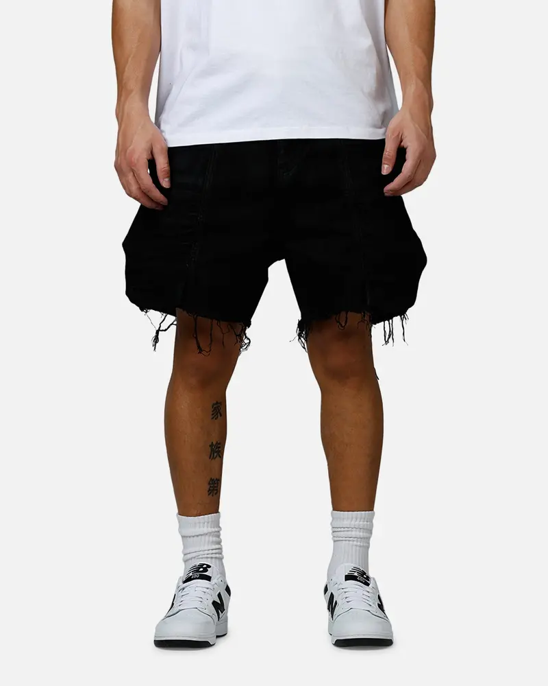 Mnml Roughed Pocket Cargo Shorts Black 1