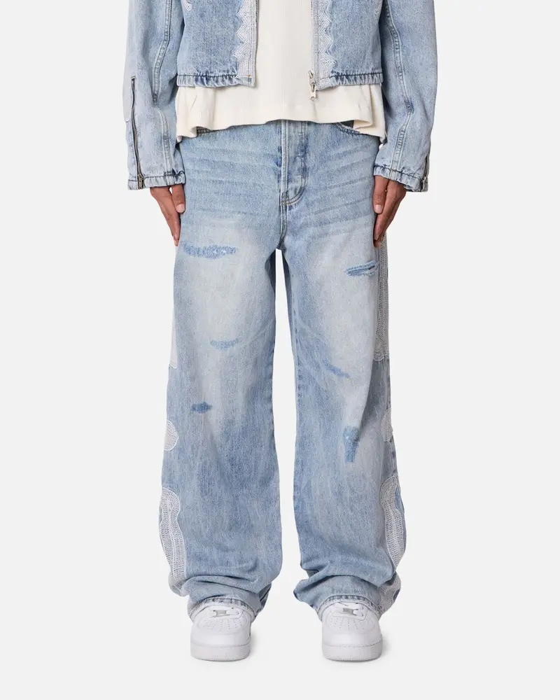 Mnml Skeleton Baggy Denim Jeans Washed Blue 1