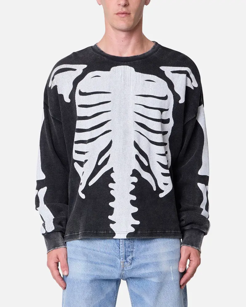 Mnml Skeleton Thermal Long Sleeve Shirt Washed Black 1