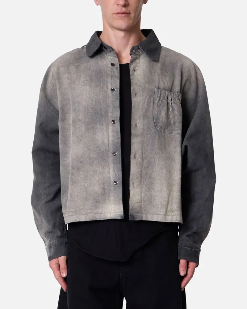 Mnml Spray Denim Long Sleeve Shirt Washed Black 1