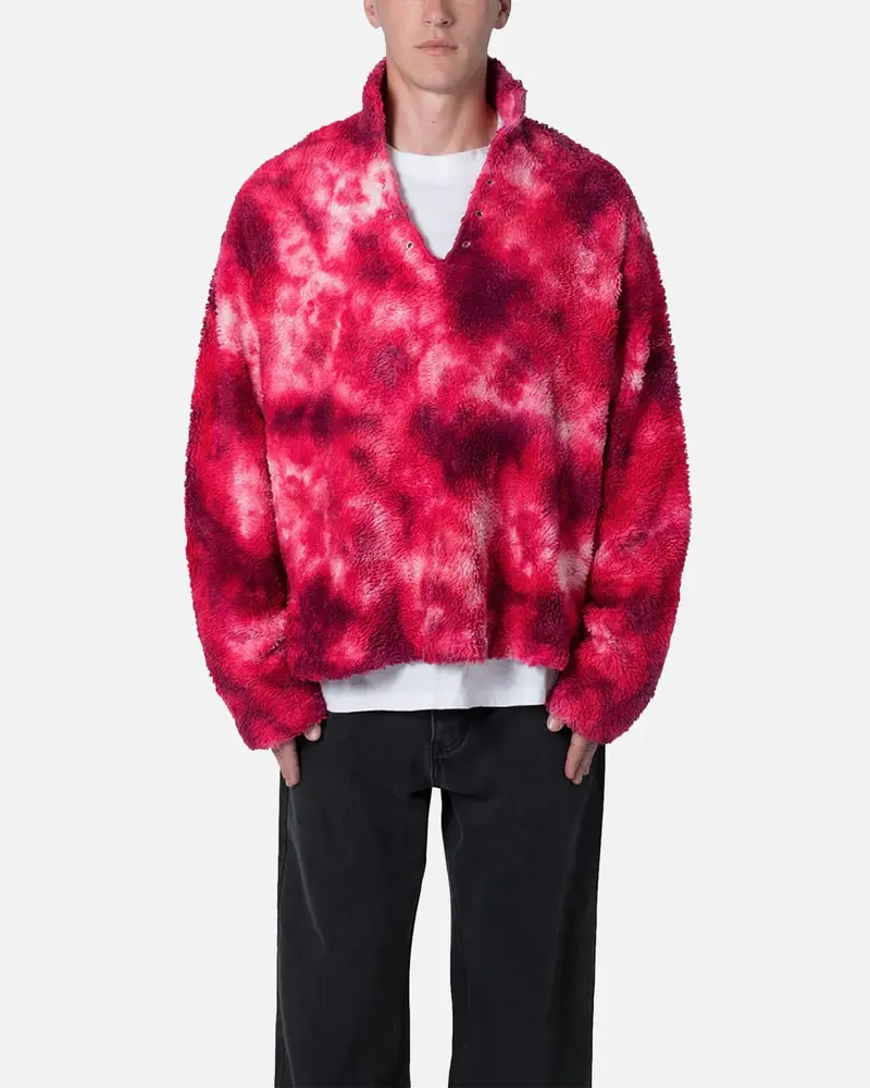 Mnml Tie Dye Sherpa Pullover Sweater Magenta 1