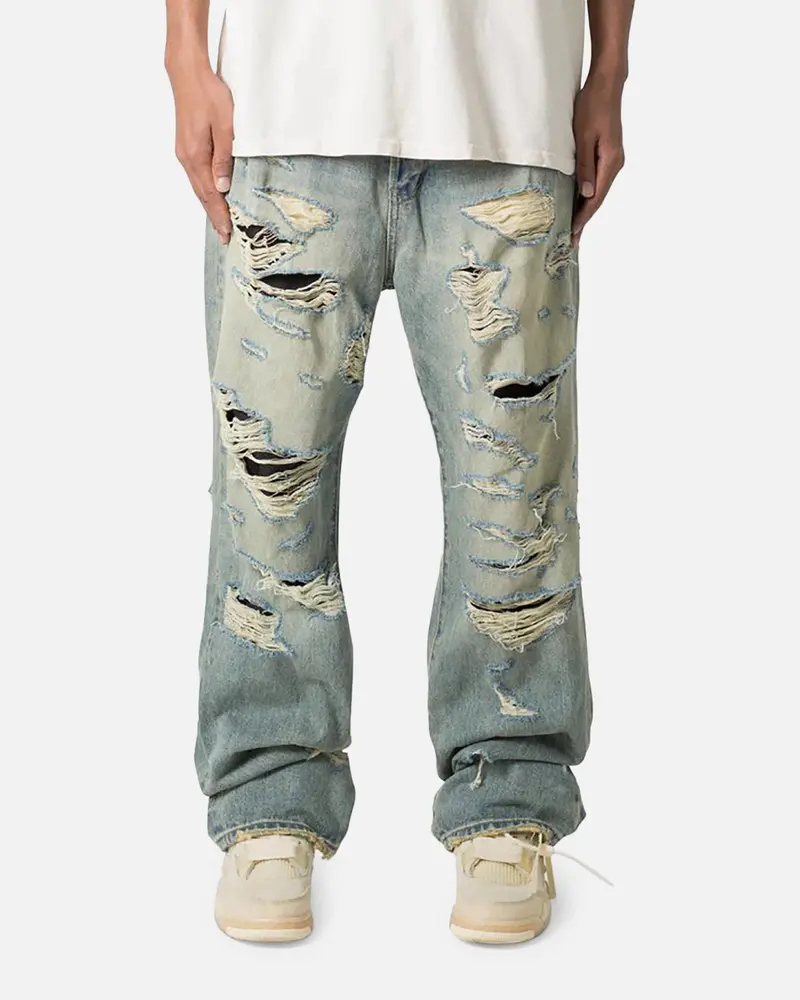 Mnml Ultra Baggy Distressed Denim Jeans Vintage Blue 1