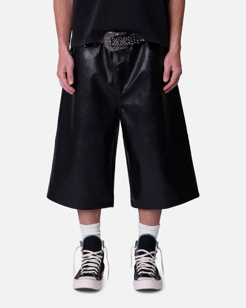 Mnml Ultra Baggy Leather Shorts Black 1