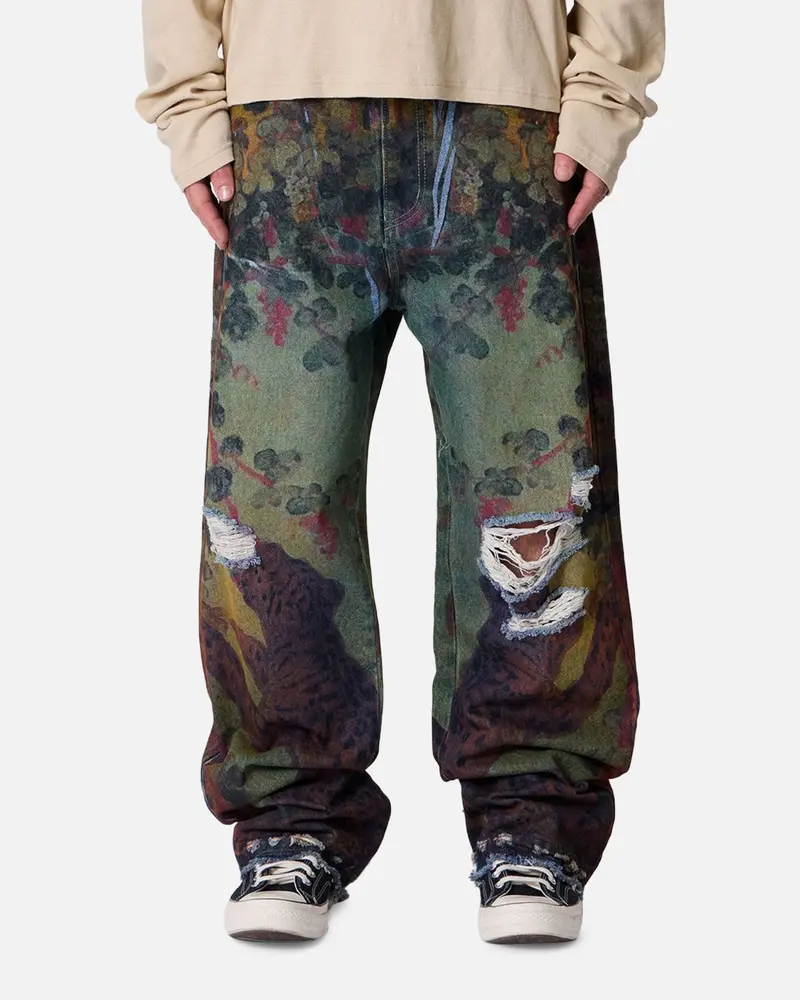 Mnml Ultra Baggy Leopard Denim Jeans Multi 1