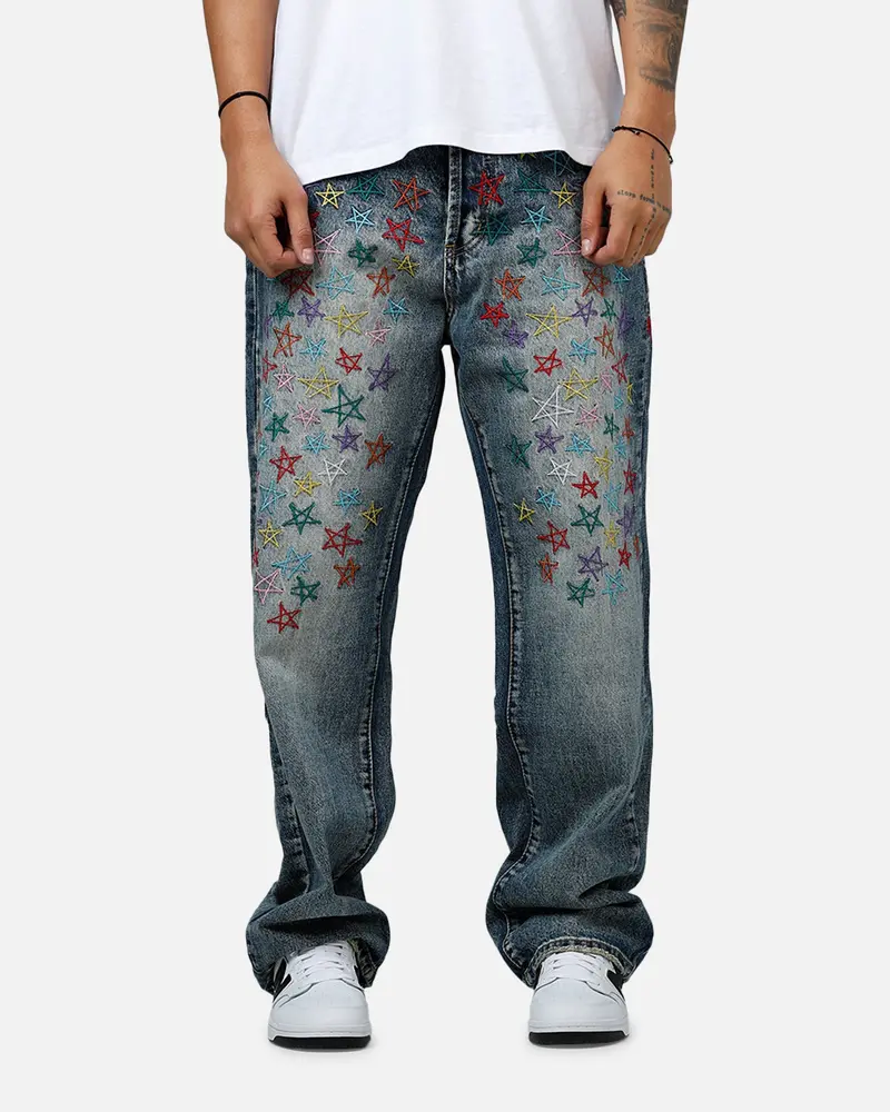 Mnml Ultra Baggy Star Denim Jeans Vintage Blue 1