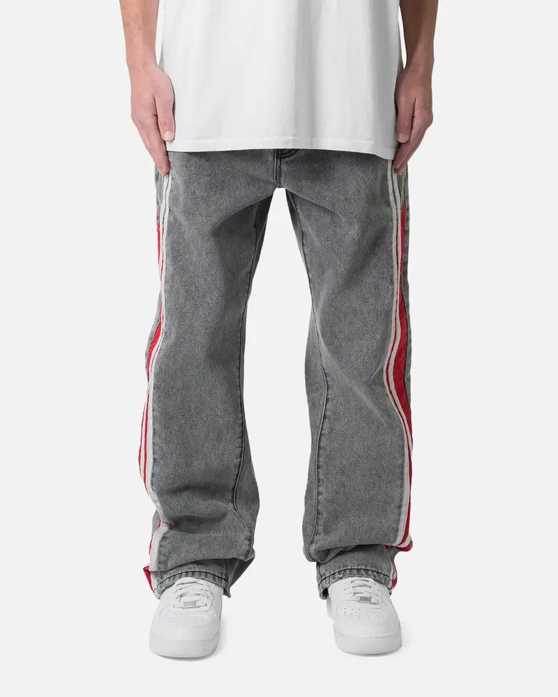 Mnml Ultra Baggy Stripe Denim Jeans Black/Red 1