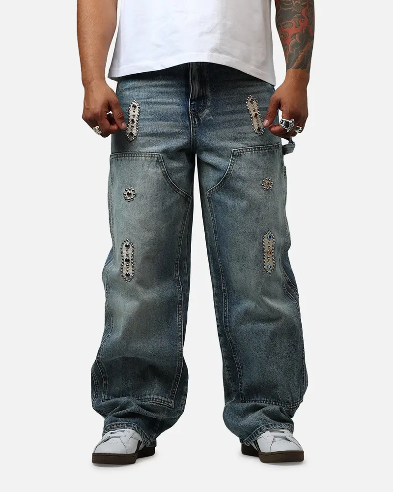Mnml V734 Double Western Jewel Denim Jeans Blue 1