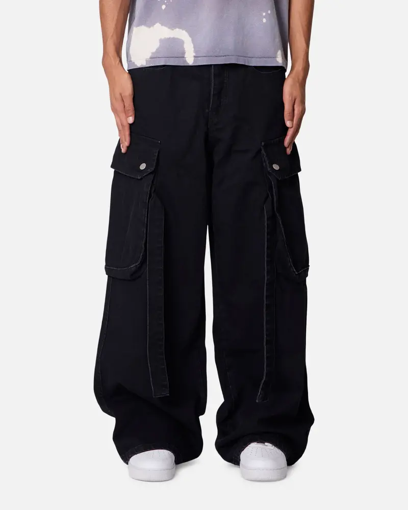 Mnml Washed Cargo Pants Washed Black 1