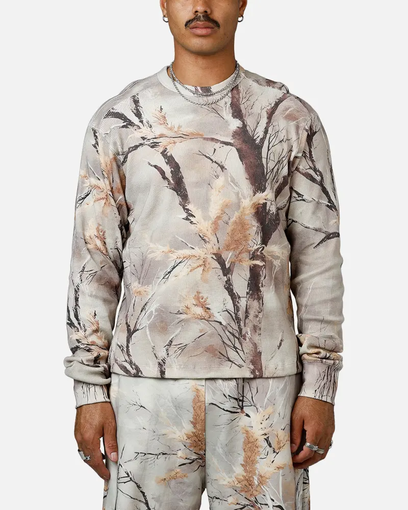 Mnml Washed Waffle Thermal Long Sleeve T-Shirt Snow Camo 1