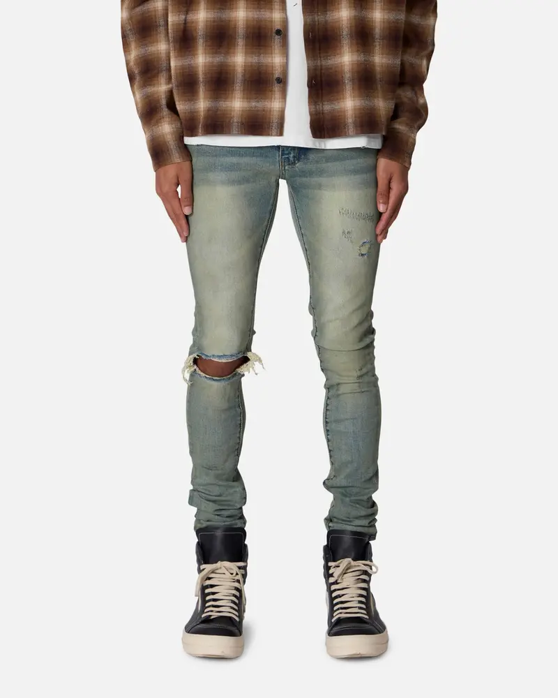 Mnml X721 Dusted Skinny Denim Jeans Sun Washed Blue 1