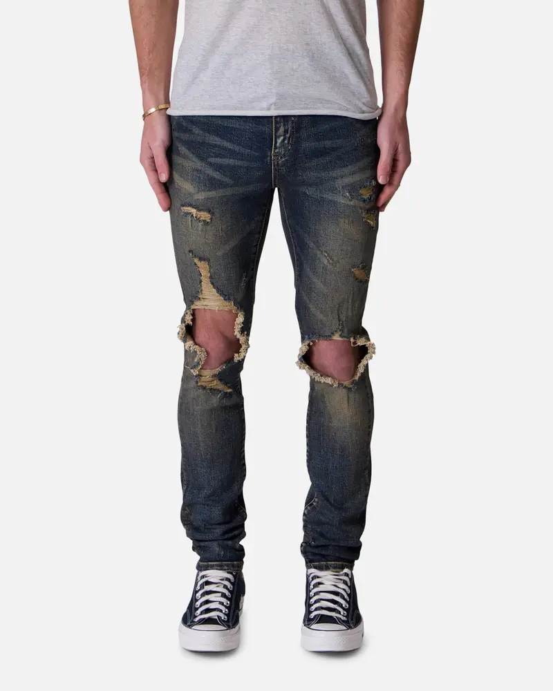 Mnml X738 Chewed Up Denim Jeans Stone Washed Shadow 1