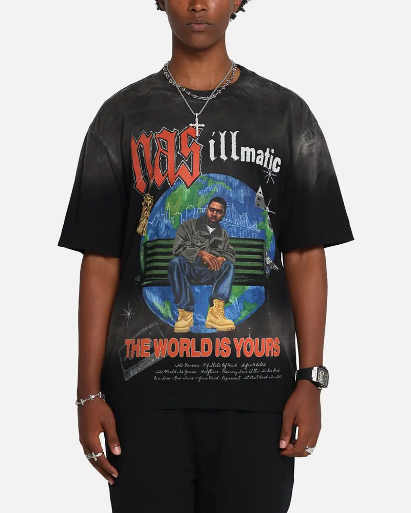 Nas The World Is Yours T-Shirt Washed Black 1
