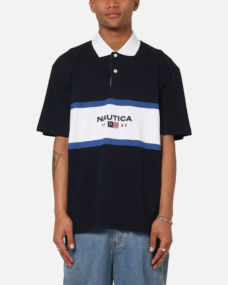 Nautica 83-Flag Block Polo T-Shirt Dark Navy 1