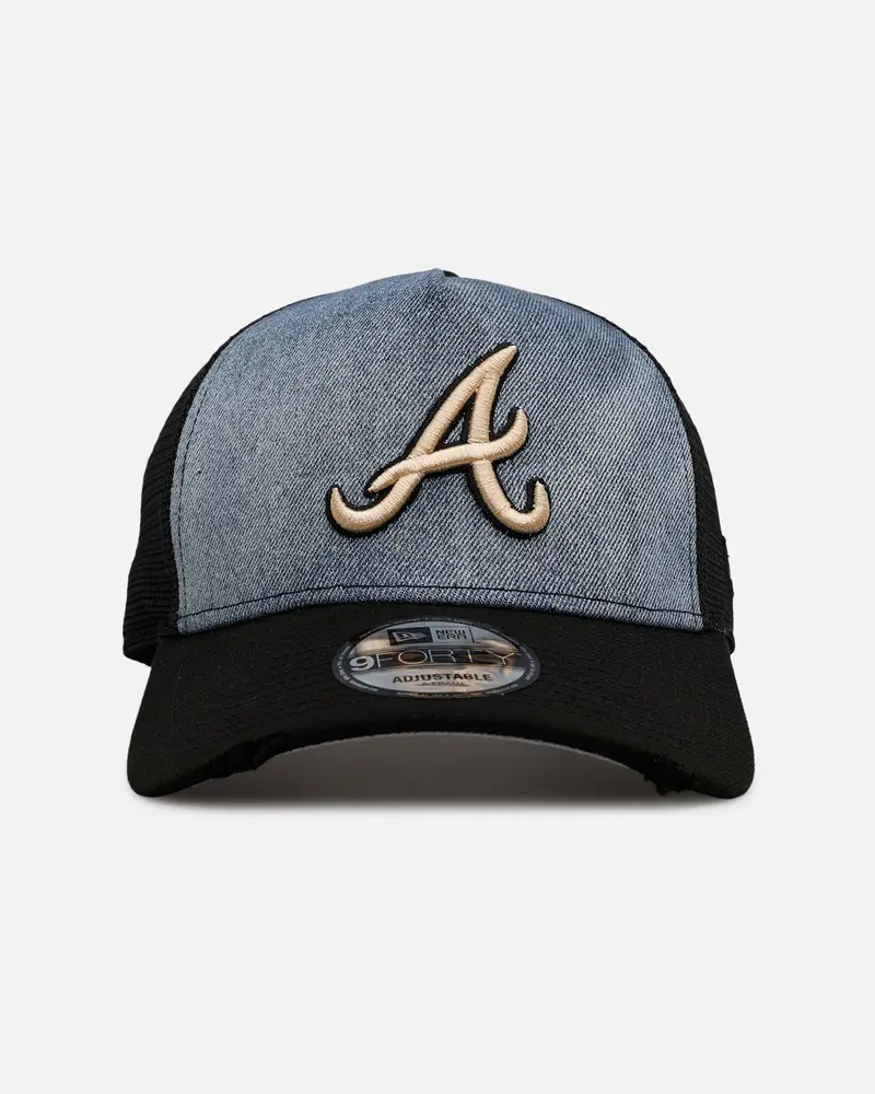 New Era Atlanta Braves 'Bleach' 9Forty A-Frame Trucker Snapback Denim 1