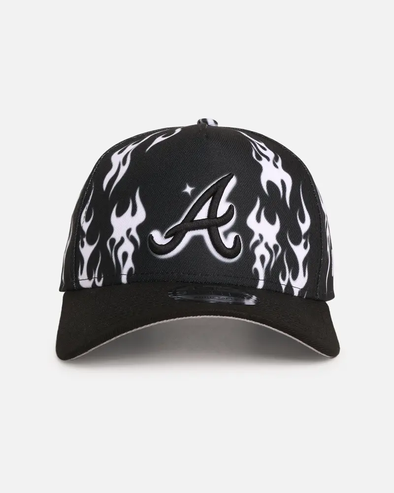New Era Atlanta Braves 'Crown Flames' 9Ofrty A-Frame Snapback Black/White 1