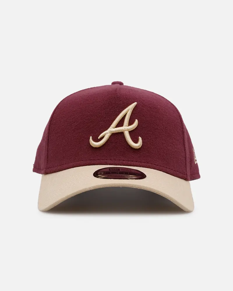 New Era Atlanta Braves 'Moleskin' 9Forty A-Frame Snapback Maroon 1